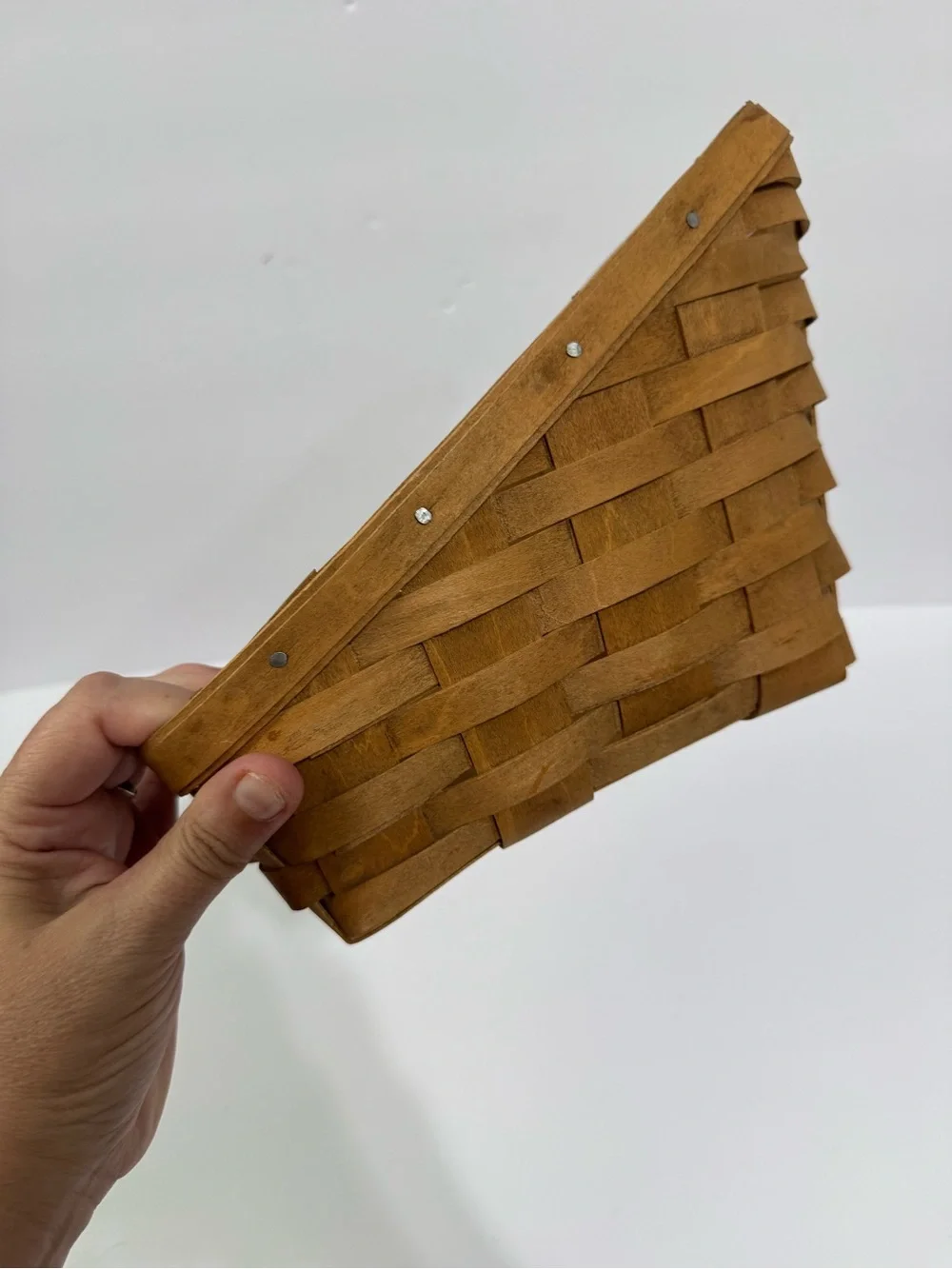 Longaberger Honey Brown Sloped Woven Basket Vintage 1986